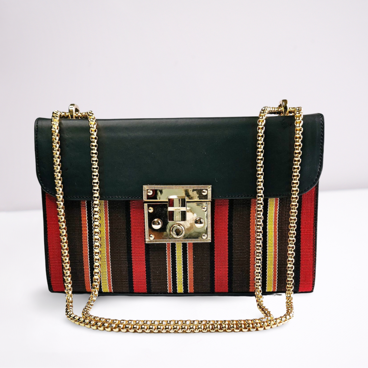 Zuri Leather Handbag - Red/Yellow