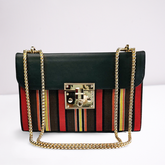 Zuri Leather Handbag - Red/Yellow