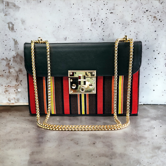 Zuri Leather Handbag - Red/Yellow